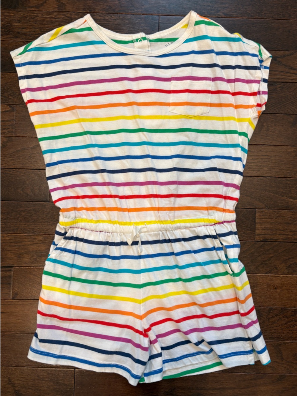 Primary Girls Rainbow Stripe Sleeveless Romper Size 10 100% Cotton